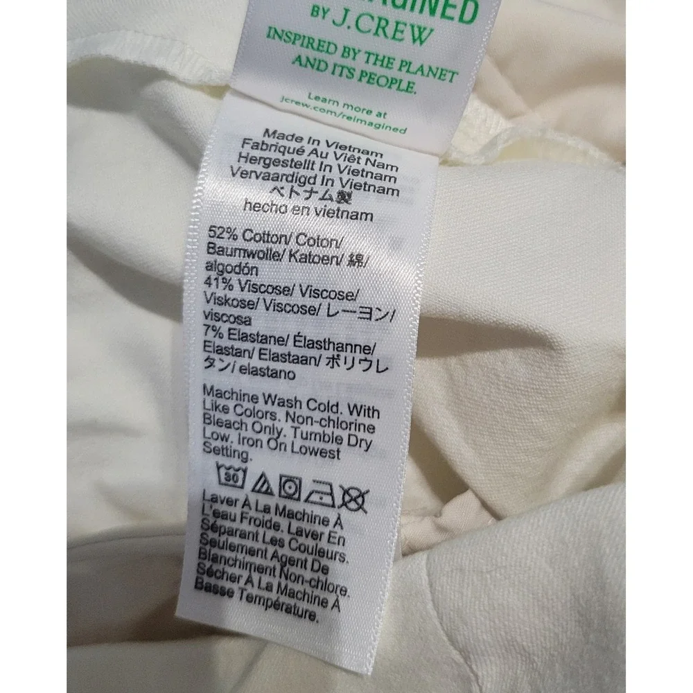 J.Crew Kate Straight-Leg Pant in Bi-Stretch Cotton Blend Ivory NWT flaw Size 14‎